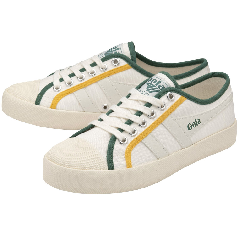 Gola Coaster Smash Canvas Sneakers White Green Yellow Women's Size 8